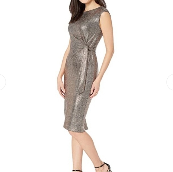 Tahari Bronze Metallic Dress - Picture 2 of 11